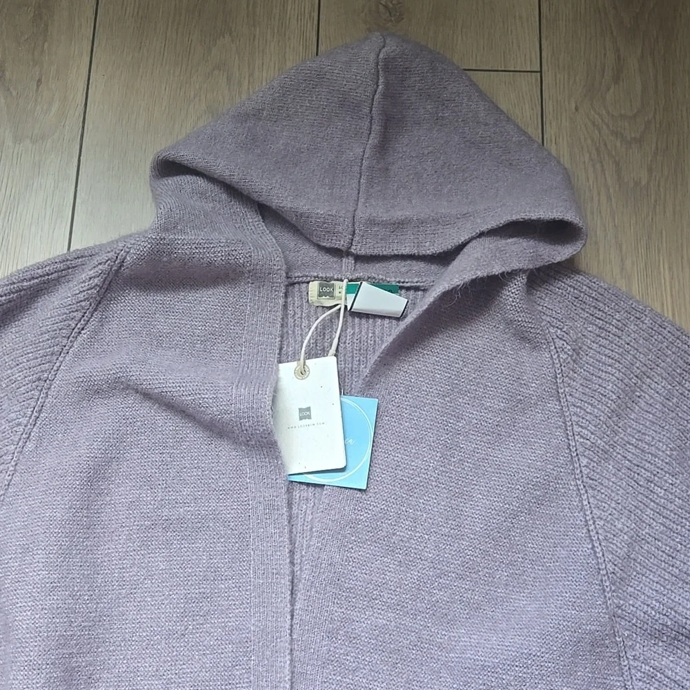 NWT Lavender Hooded Knit Cape One Size - Picture 2 of 8